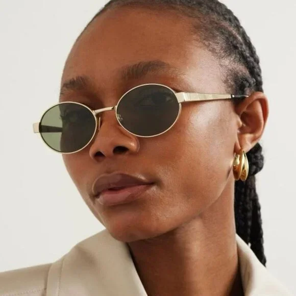 NWT SAINT LAURENT WOMEN GOLD SUNGLASSES display picture 2